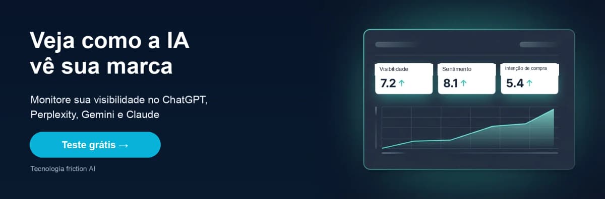 Veja como a IA vê sua marca no ChatGPT, Perplexity, Gemini e Claude. Inicie um teste gratuito.
